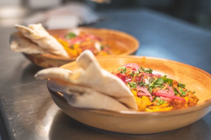 Dhal and naan bread at trebah kitchen