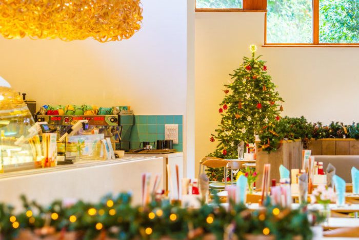 christmas decorations at trebah kitchen