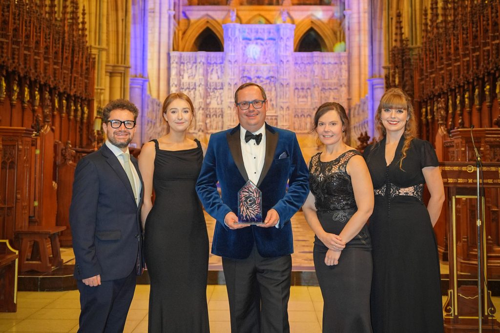 Trebah staff at the 2025/26 Cornwall Tourism Awards; L-R James Lewis, Verity Stevenson, Jon Cummins, Sam Hosking, Joss Presdee