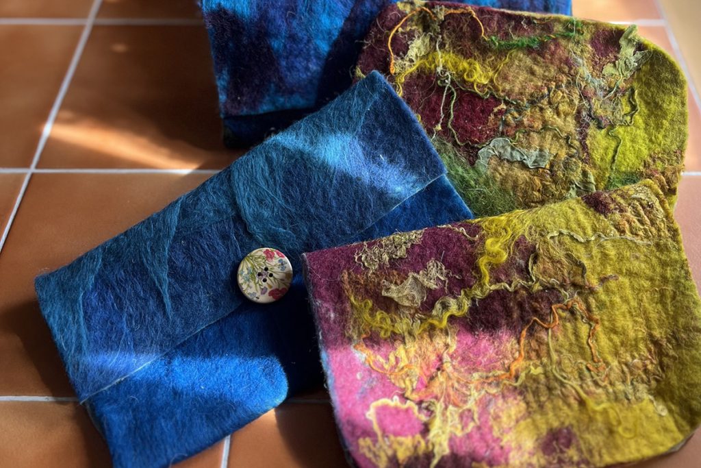 Wet felted handbags
