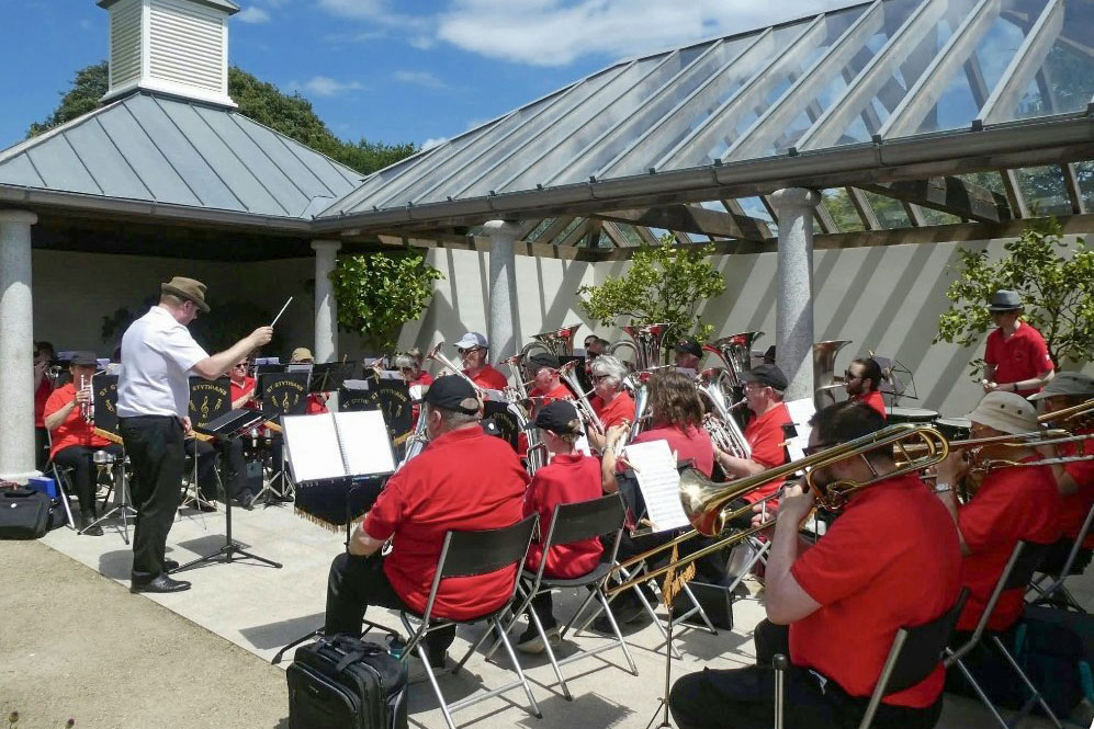 St Stythians Band playing in Trebah's Court Garden